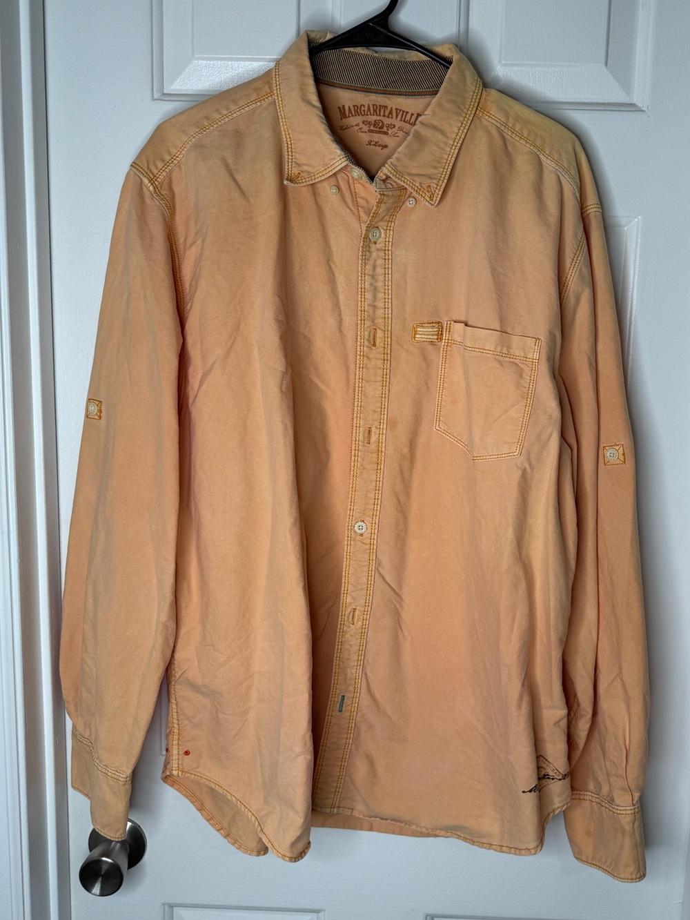 Margaritaville Light Peach Collared Button-Up Shirt